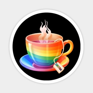 Proud LGBTQ gay pride tea drinker Rainbow Colored Tea Cup LGBTea Magnet